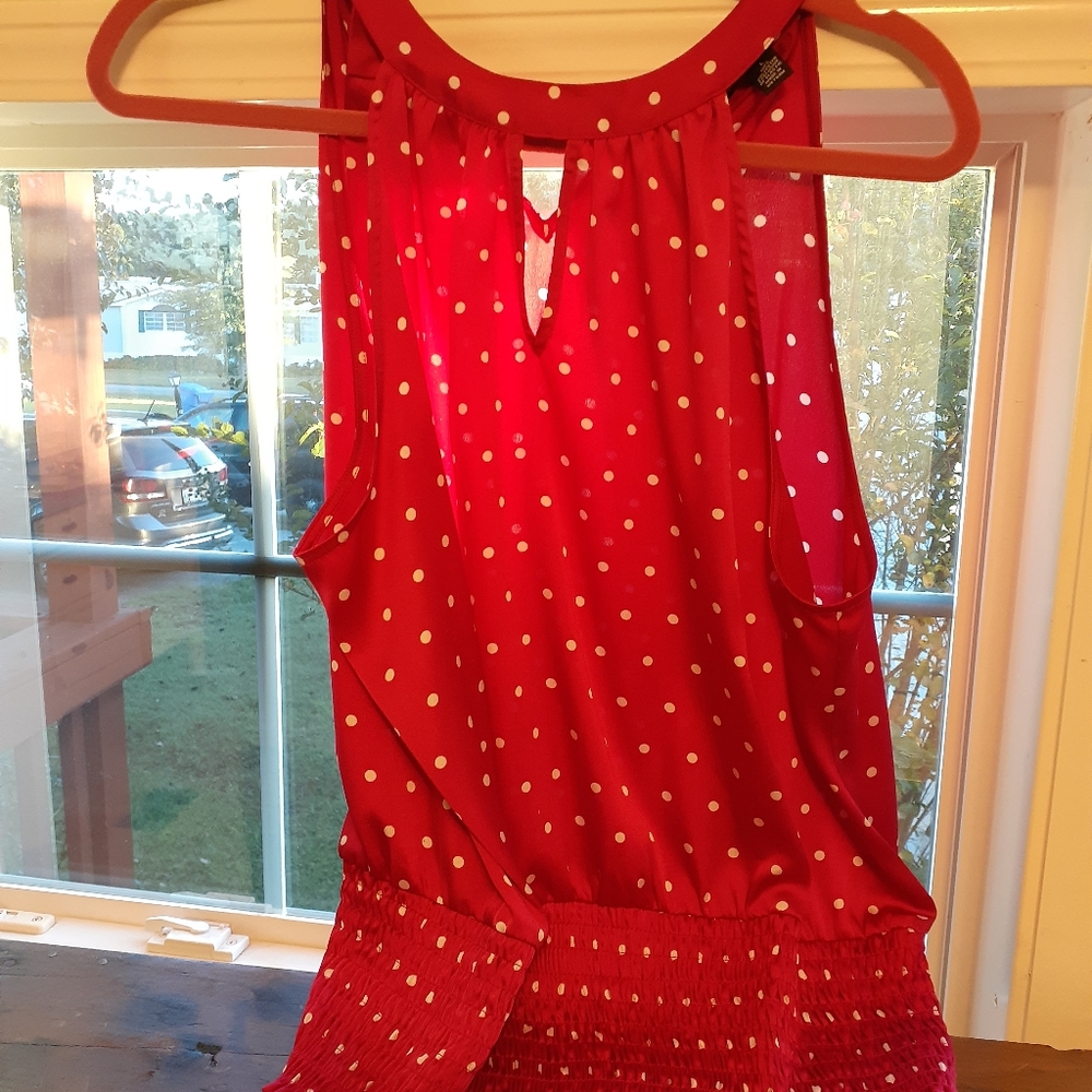 INC Top Halter Pink Polkadots keyhole neck L
